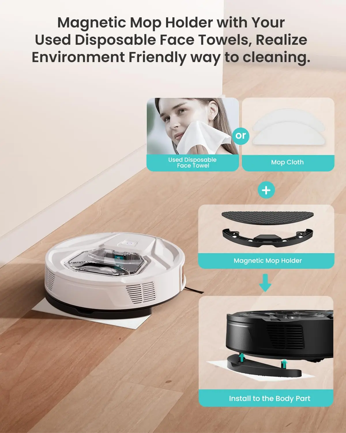 Lefant M320 Robot Vacuum Cleaner with Mop, 6000Pa Powerful Suction, Visible Dustbin, Carpet Detection, Alexa Voice Control - Image 2