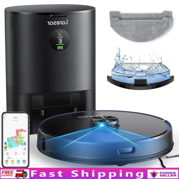 Robot Vacuum and Mop Combo 3 in 1 Self Emptying Station LiDAR Navigation Smart App Control 4000Pa Suction Voice Control Multi