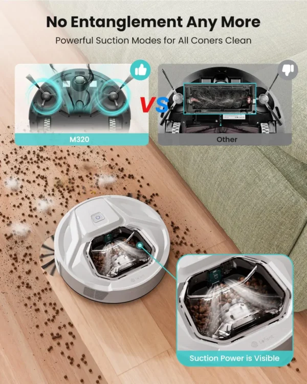 Lefant M320 Robot Vacuum Cleaner with Mop, 6000Pa Powerful Suction, Visible Dustbin, Carpet Detection, Alexa Voice Control - Image 5