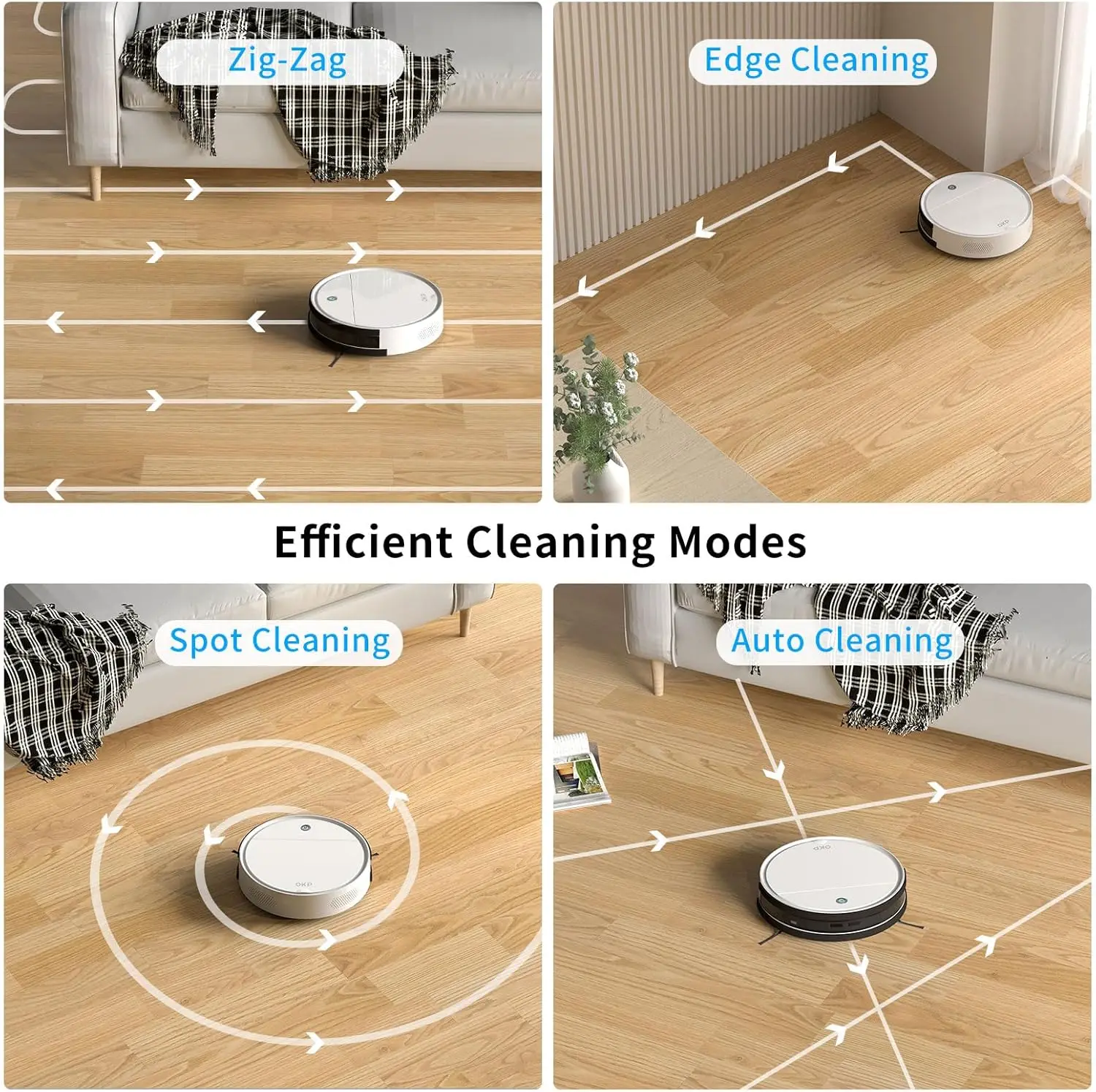 OKP K5 Robot Vacuum Cleaner 2500Pa, 120 Min Runtime, WiFi/App/Alexa, Self-Charging, Slim, Perfect for Hard Floors, Pet Hair - Image 3