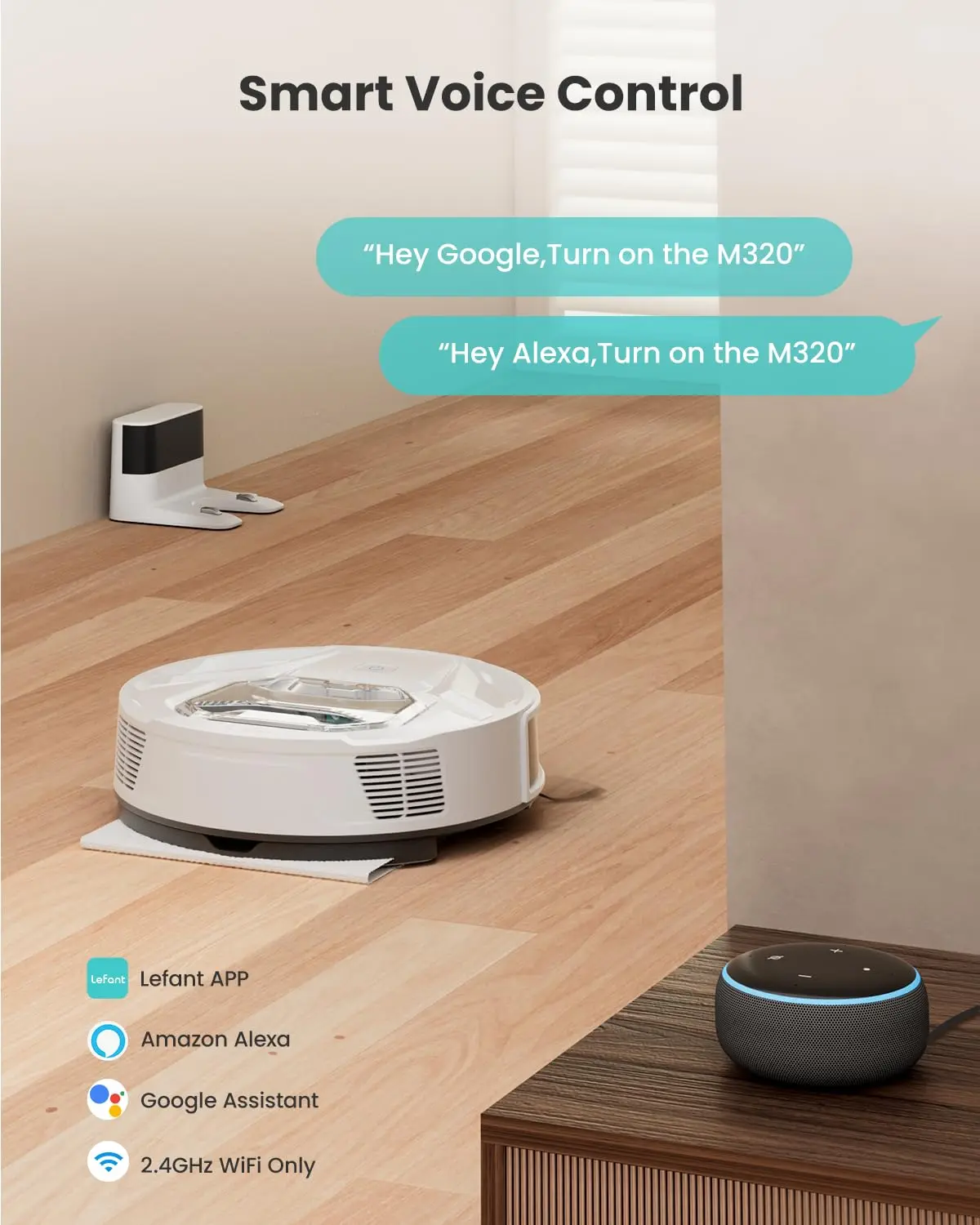 Lefant M320 Robot Vacuum Cleaner with Mop, 6000Pa Powerful Suction, Visible Dustbin, Carpet Detection, Alexa Voice Control - Image 3
