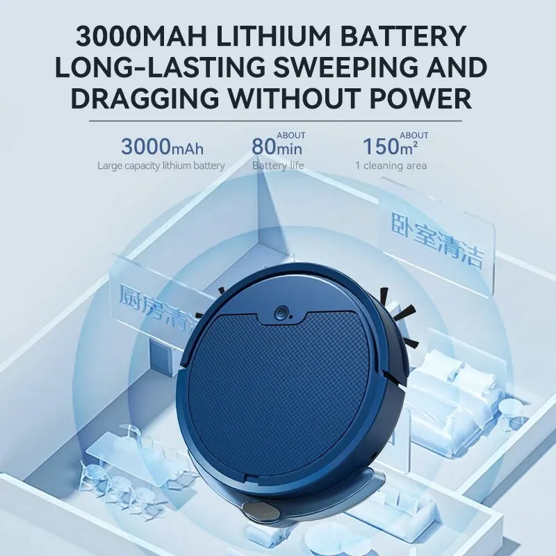 Intelligent Sweeping Robot Large Water Tank Mobile App Remote Control Planning And Cleaning Line Low Noise 2000 Pa Large Suction - Image 3