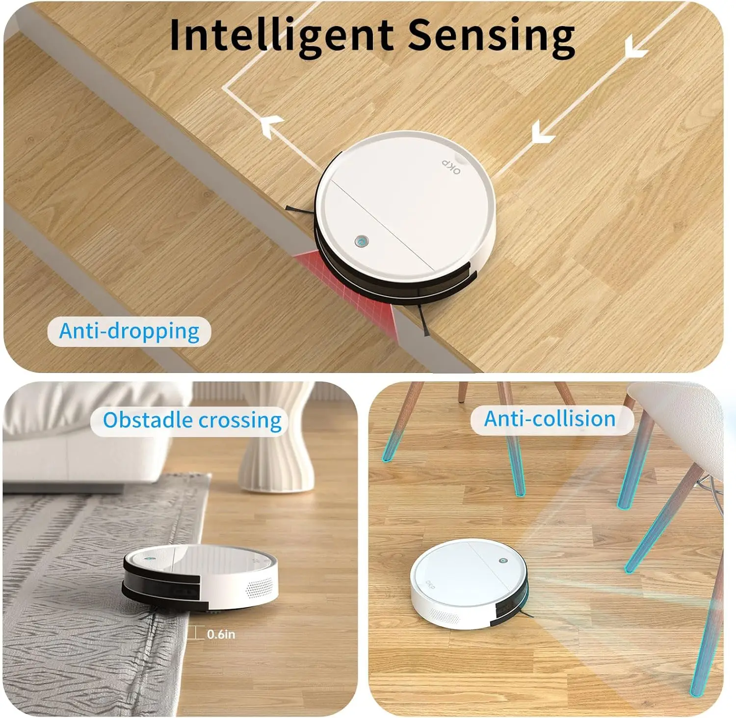 OKP K5 Robot Vacuum Cleaner 2500Pa, 120 Min Runtime, WiFi/App/Alexa, Self-Charging, Slim, Perfect for Hard Floors, Pet Hair - Image 4
