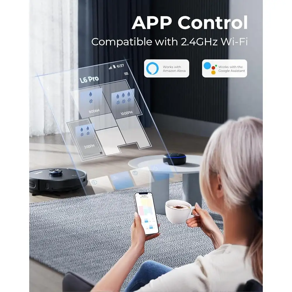 Robot Vacuum and Mop Combo 3 in 1 Self Emptying Station LiDAR Navigation Smart App Control 4000Pa Suction Voice Control Multi - Image 5